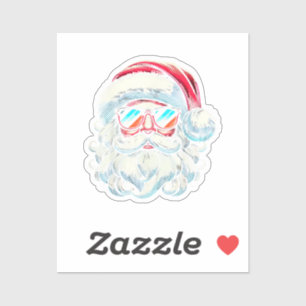 Santa Face Retro Sunglasses Christmas Sticker