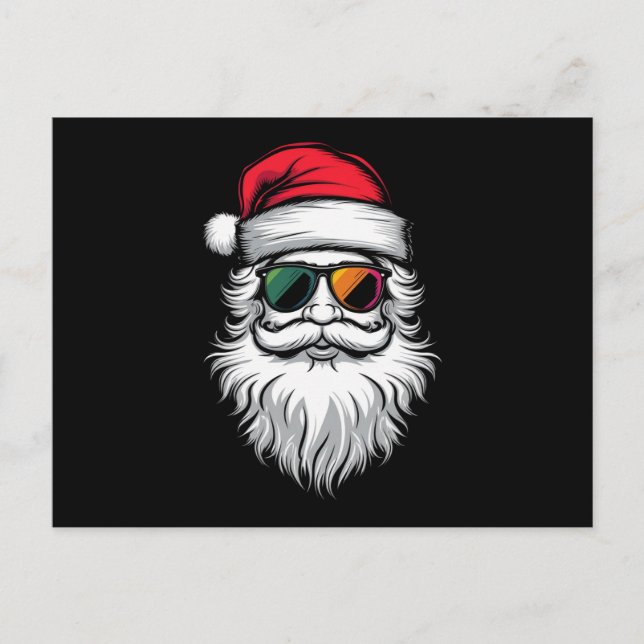 Santa Face Retro Sunglasses Christmas Xmas Holiday Postcard (Front)