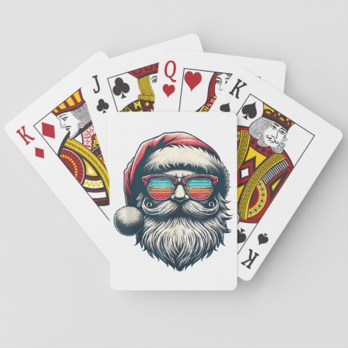 Santa Face Retro Sunglasses _ Christmas Xmas Playing Cards