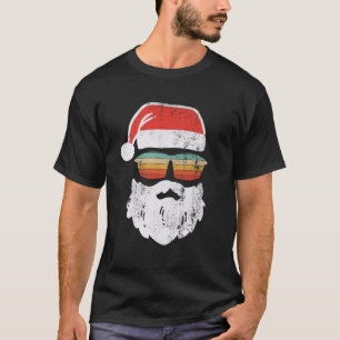 Santa Face Retro Sunglasses Christmas Xmas T-Shirt