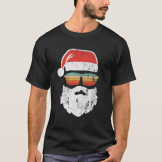 Santa Face Retro Sunglasses Christmas Xmas T-Shirt