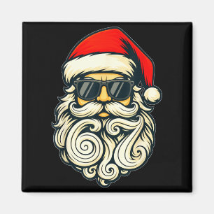 Santa Face Retro Sungles 6 7 Christmas 67 Santa Si Magnet