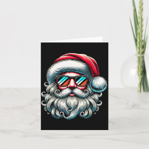 Santa Face Retro Sungles Christmas Xmas Card