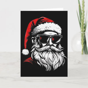 Santa Face Retro Sungles Christmas Xmas Men Card