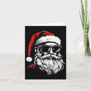 Santa Face Retro Sungles Christmas Xmas Men Card