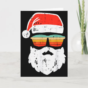 Santa Face Retro Sungles Christmas Xmas Men Women Card