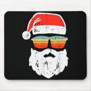 Santa Face Retro Sungles Christmas Xmas Men Women Mouse Pad