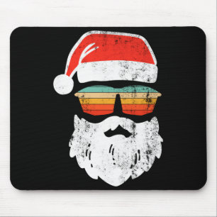 Santa Face Retro Sungles Christmas Xmas Mouse Pad