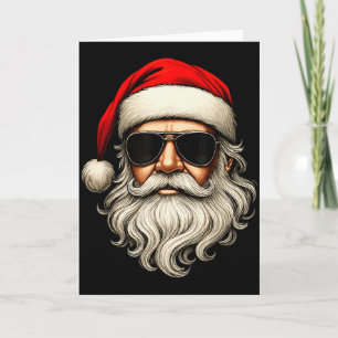 Santa Face Retro Sungles Funny Christmas Pajama Me Card
