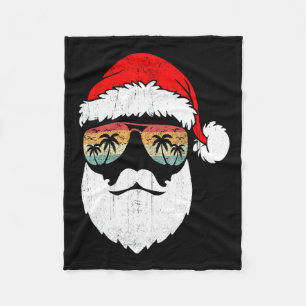 Santa Face Retro Sungles Hawaiian Christmas Xmas T Fleece Blanket