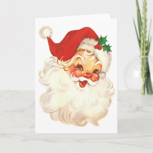 santa face vintage holiday card
