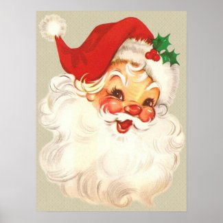 santa face vintage poster