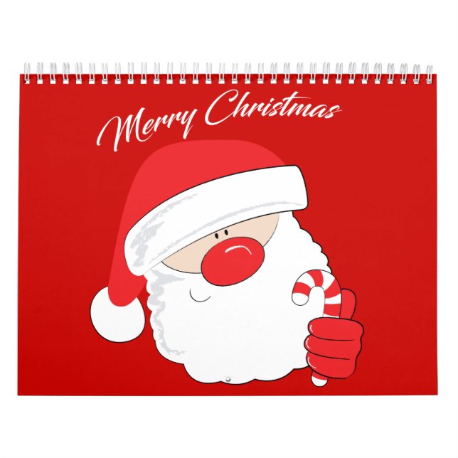 Santa Face - white text. Calendar