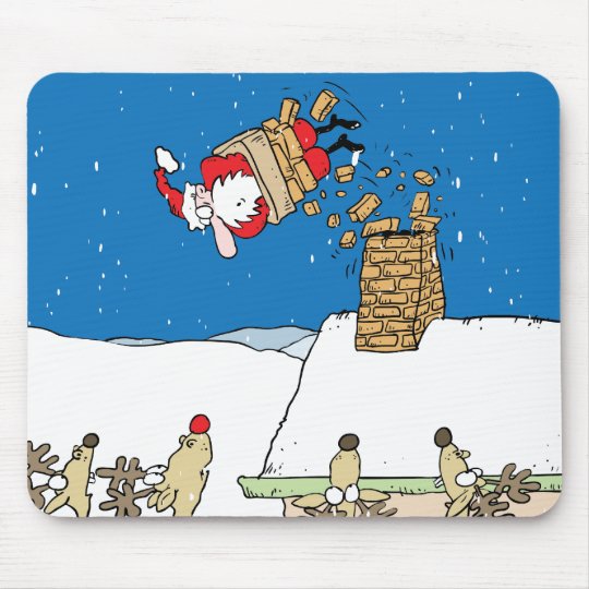 Santa Falling Off The Roof Mouse Pad Zazzle Com