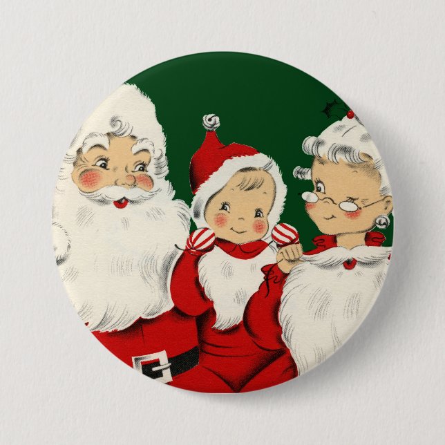 Santa Family Christmas Button (Front)