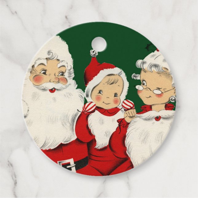 Santa Family Christmas Favor Tags (Front)