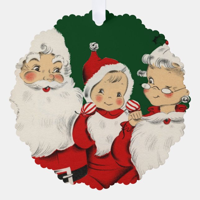 Santa Family Christmas Ornament Card (Front)