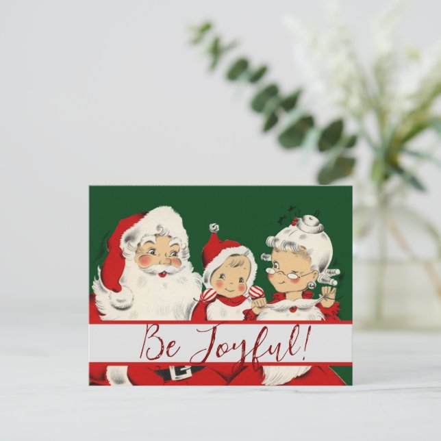 Santa Family Christmas Postcard (Standing Front)