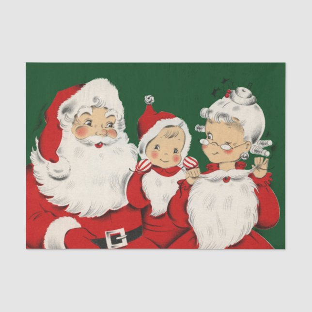 Santa Family Christmas Tissue Paper (Front)