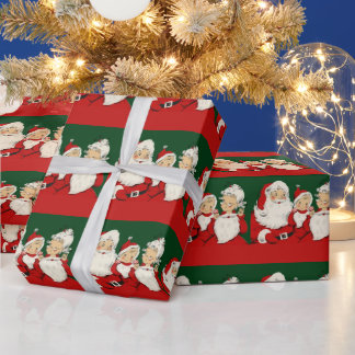 Santa Family Christmas Wrapping Paper