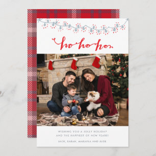 Santa Family Photo Plaid Christmas Card