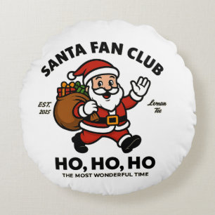 Santa Fan Club – “Ho, Ho, Ho” Vintage Christmas Gr Round Pillow