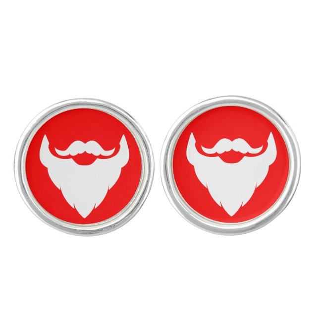 Santa / Father Christmas beard moustache cufflinks (Front)