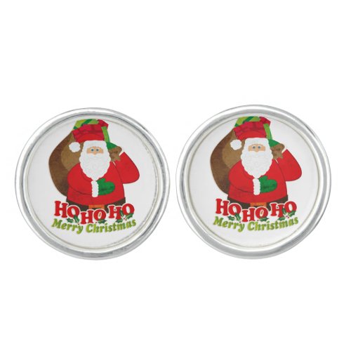 Santa  Father Christmas ho ho ho color cufflinks