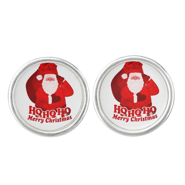 Santa / Father Christmas ho ho ho cufflinks (Front)