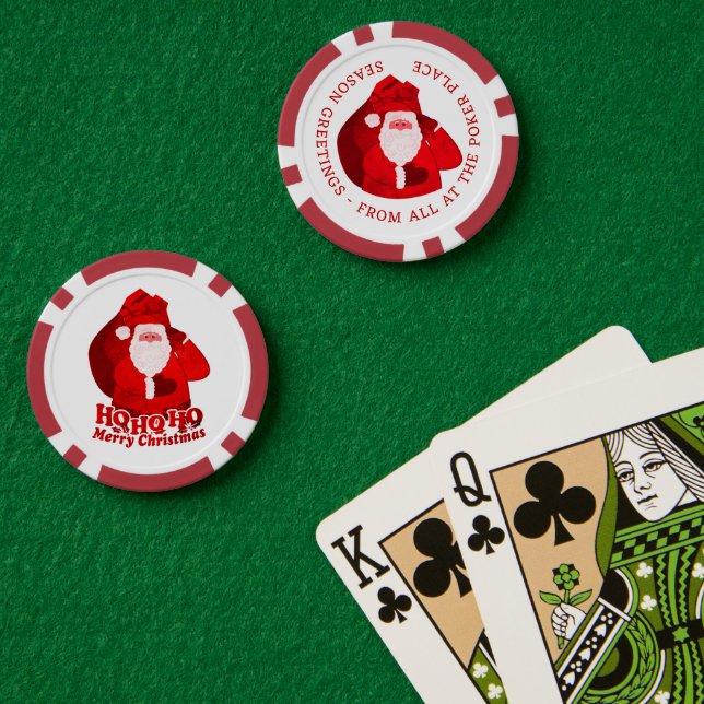 Santa Father Christmas red name gift  Poker Chips (Poker Table (Double))