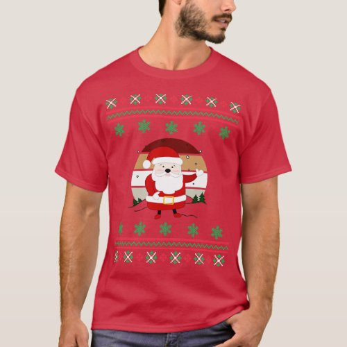 Santa Faux Ugly Christmas Sweater Funny Holiday De