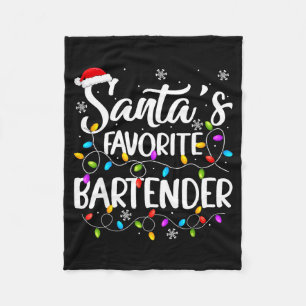 Santa Favorite Bartender Christmas Lights Funny Xm Fleece Blanket