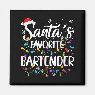 Santa Favorite Bartender Christmas Lights Funny Xm Magnet