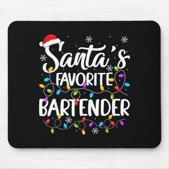 Santa Favorite Bartender Christmas Lights Funny Xm Mouse Pad (Front)