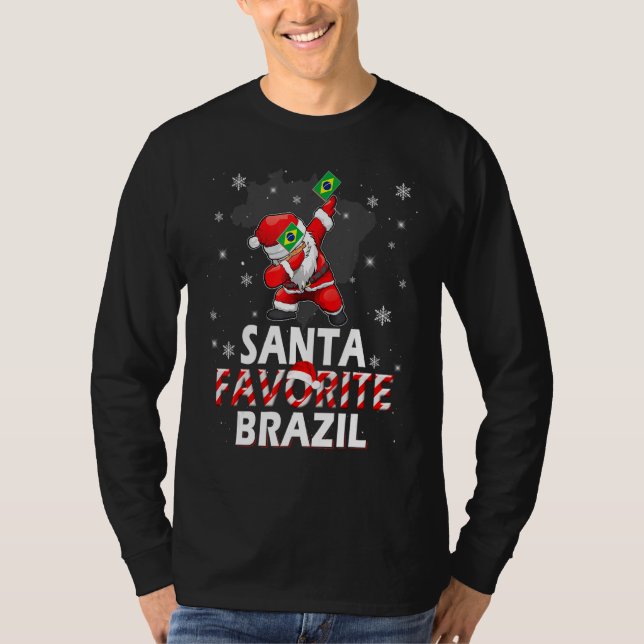 Santa Favorite Brazil Flag Dabbing Hat In Snow Paj T-Shirt (Front)