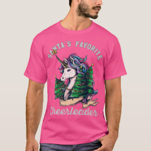 Santa Favorite Cheerleader Funny Unicorn Christmas T-Shirt