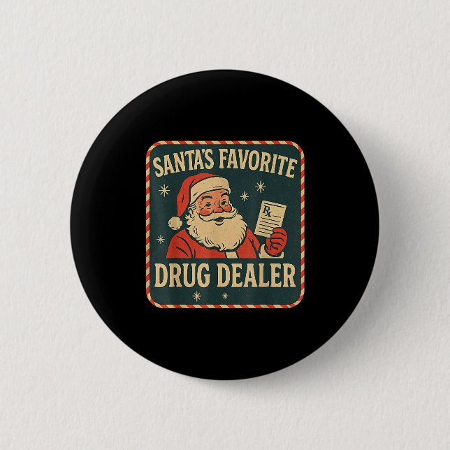 Santa Favorite Drug Er Christmas Pharmacist Health Button (Front)