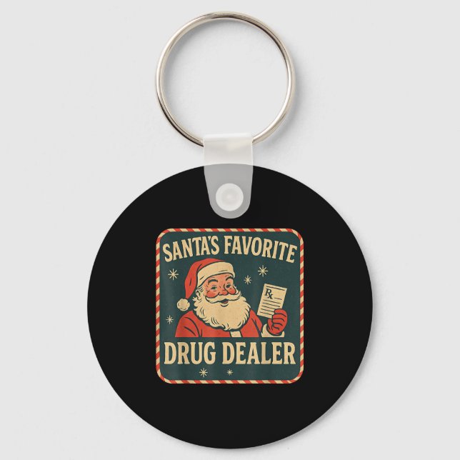 Santa Favorite Drug Er Christmas Pharmacist Health Keychain (Front)
