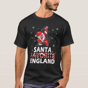Santa Favorite England Flag Dabbing Hat In Snow Pa T-Shirt