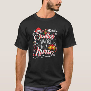 Santa Favorite ICU Nurse Xmas Light Hat RN Christm T-Shirt