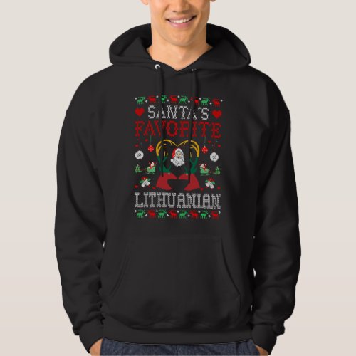 Santa Favorite Lithuanian Christmas Gift Ugly Swea Hoodie