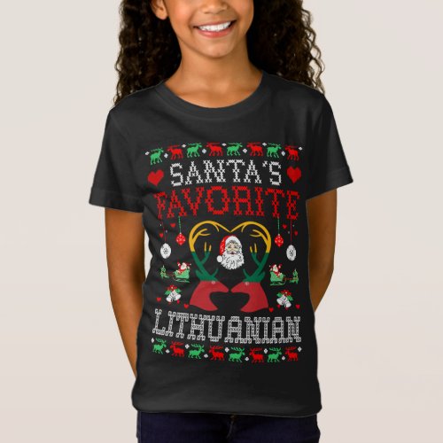Santa Favorite Lithuanian Christmas Gift Ugly Swea T_Shirt