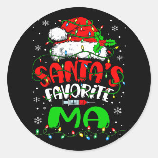 Santa Favorite Medical Istant Christmas Ma  Classic Round Sticker