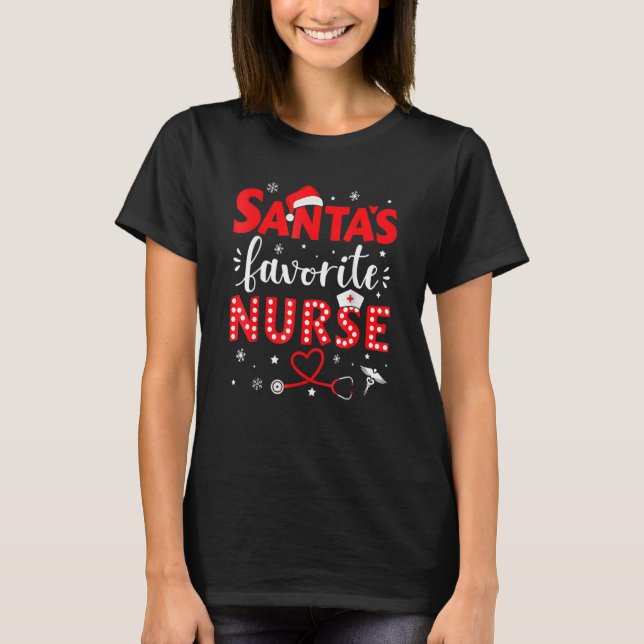 Santa favorite nurse for christmas in hospital 1 T-Shirt (Front)