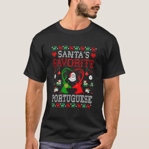 Santa Favorite Portuguese Christmas Gift Ugly Swea T_Shirt