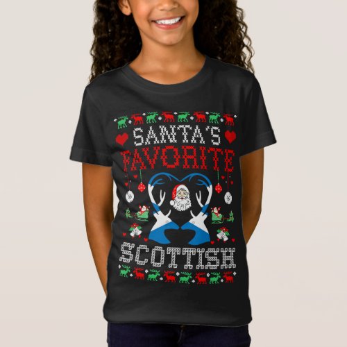 Santa Favorite Scottish Christmas Gift Ugly Sweate T_Shirt