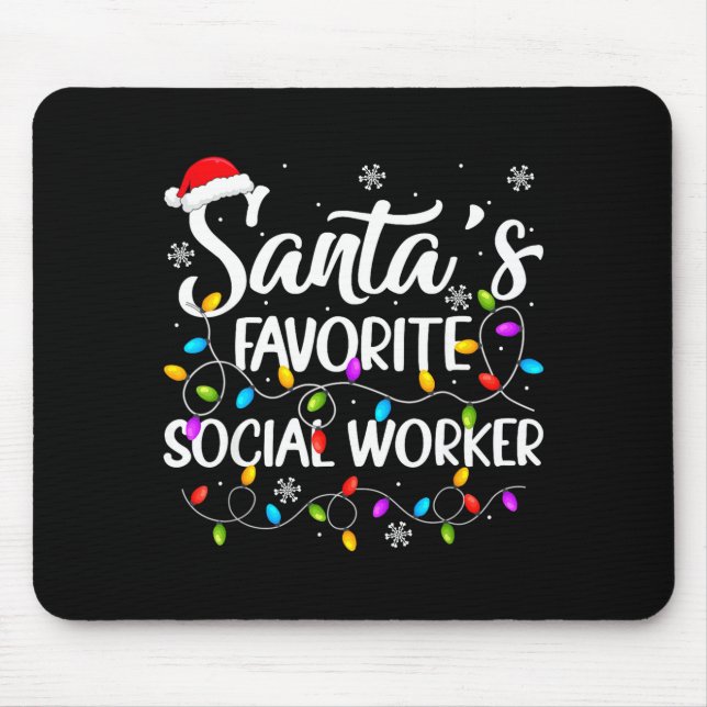 Santa Favorite Social Worker Christmas Lights Fami Mouse Pad (Front)