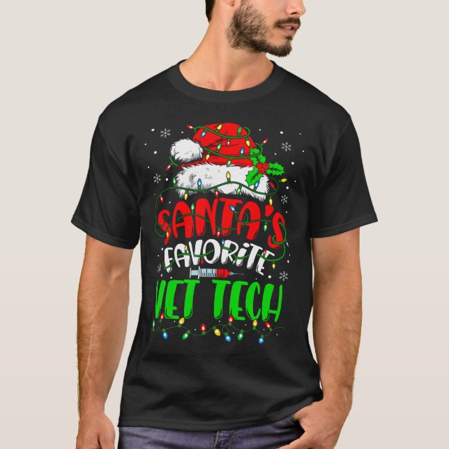 Santa Favorite Vet Tech Christmas Veterinary Techn T-Shirt (Front)