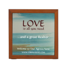 Santa Fe Abstract Art Realtor Wood Desk Organizer