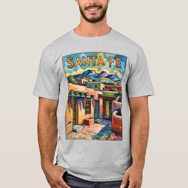 Santa Fe Adobe Homes Van Gogh Starry Night Style T-Shirt (Front)